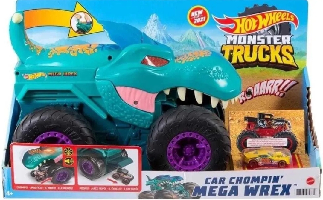 HOT WHEELS MONSTER TRUCKS MEGA WREX DEVORADOR DE AUTOS
