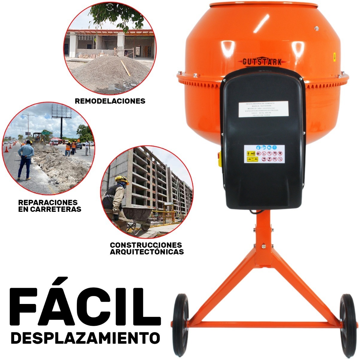 Revolvedora De Concreto Electrica 1 Hp 1/2 Saco 160 L
