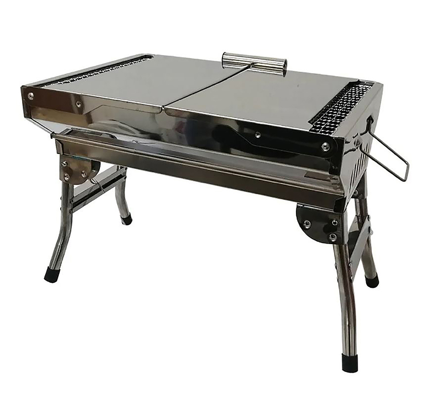 Asador pequeño CHIC-FANTASY tipo maletin Parrilla para barbacoa, parrilla para jardín y exteriores de acero inoxidable de carbón. Plegable tipo maletín