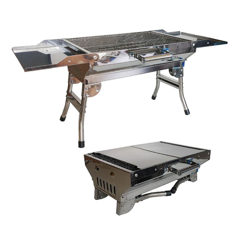 Asador pequeño CHIC-FANTASY tipo maletin Parrilla para barbacoa, parrilla para jardín y exteriores de acero inoxidable de carbón. Plegable tipo maletín