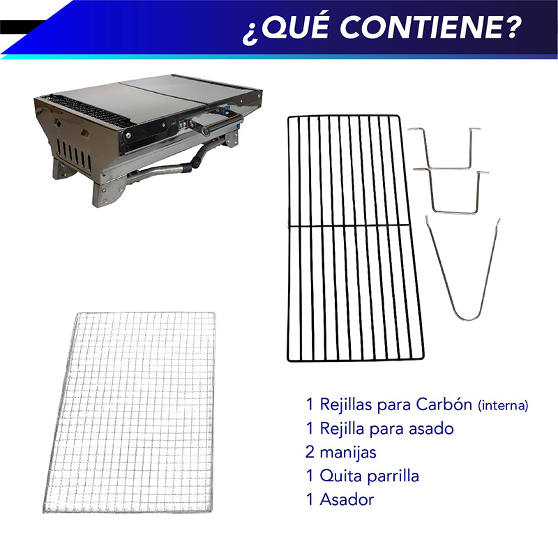 Asador pequeño CHIC-FANTASY tipo maletin Parrilla para barbacoa, parrilla para jardín y exteriores de acero inoxidable de carbón. Plegable tipo maletín