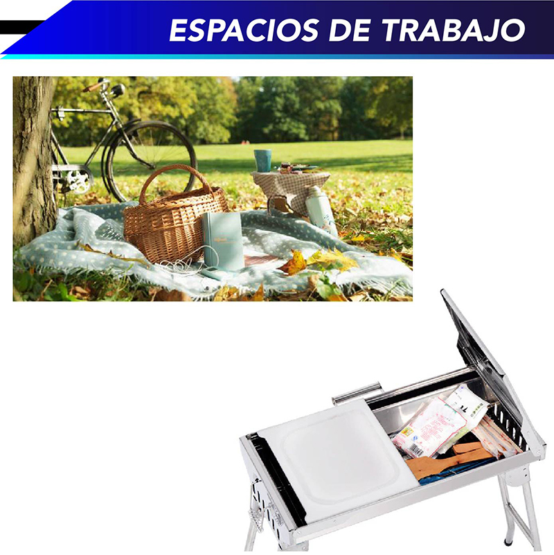 Asador pequeño CHIC-FANTASY tipo maletin Parrilla para barbacoa, parrilla para jardín y exteriores de acero inoxidable de carbón. Plegable tipo maletín