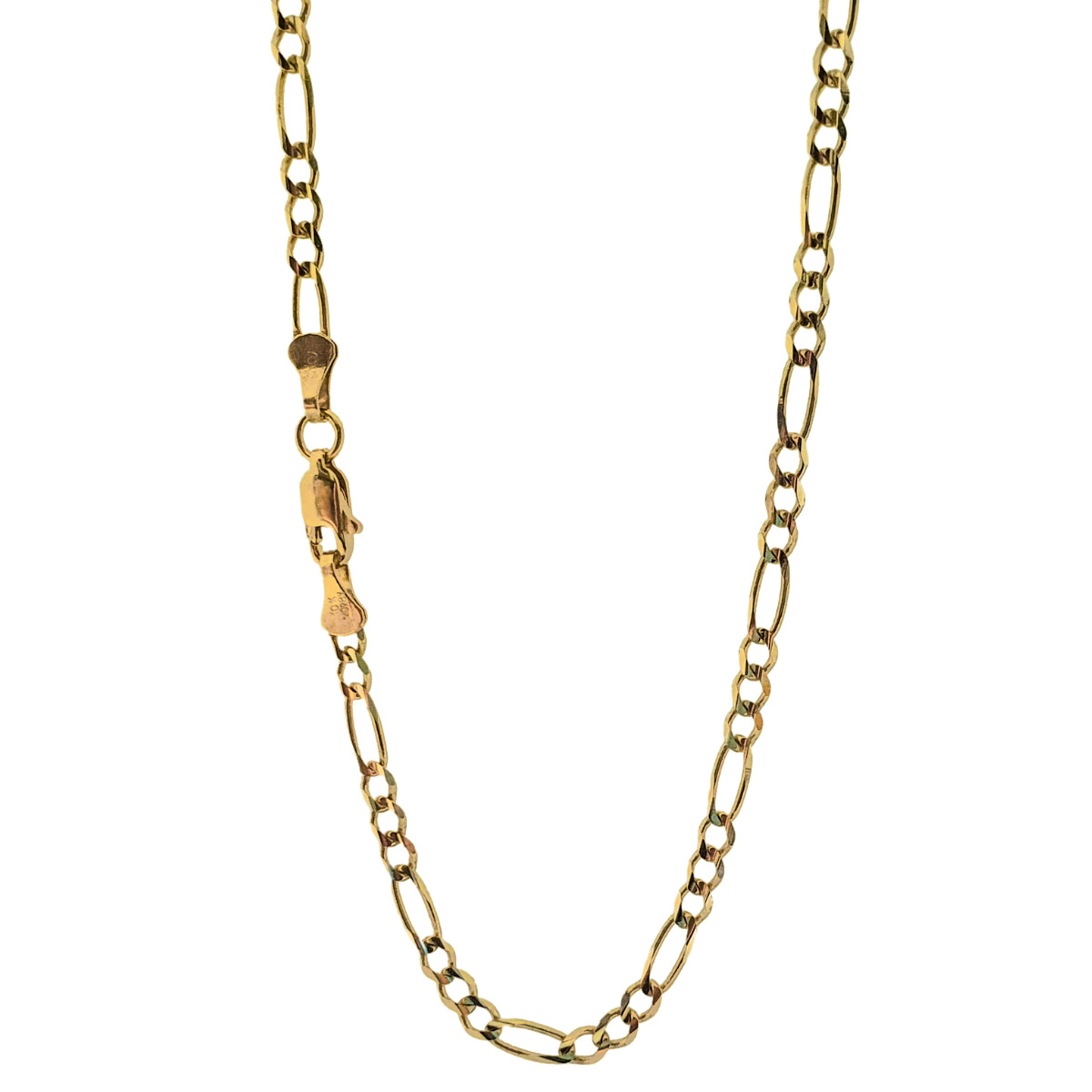 Cadena de oro 10k hombre, figaro, sólida. Incluye certificado y caja de regalo