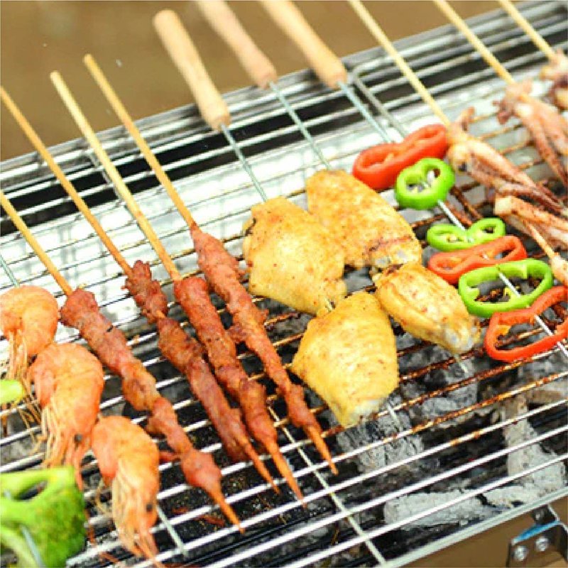 Asador pequeño CHIC-FANTASY tipo maletin Parrilla para barbacoa, parrilla para jardín y exteriores de acero inoxidable de carbón. Plegable tipo maletín