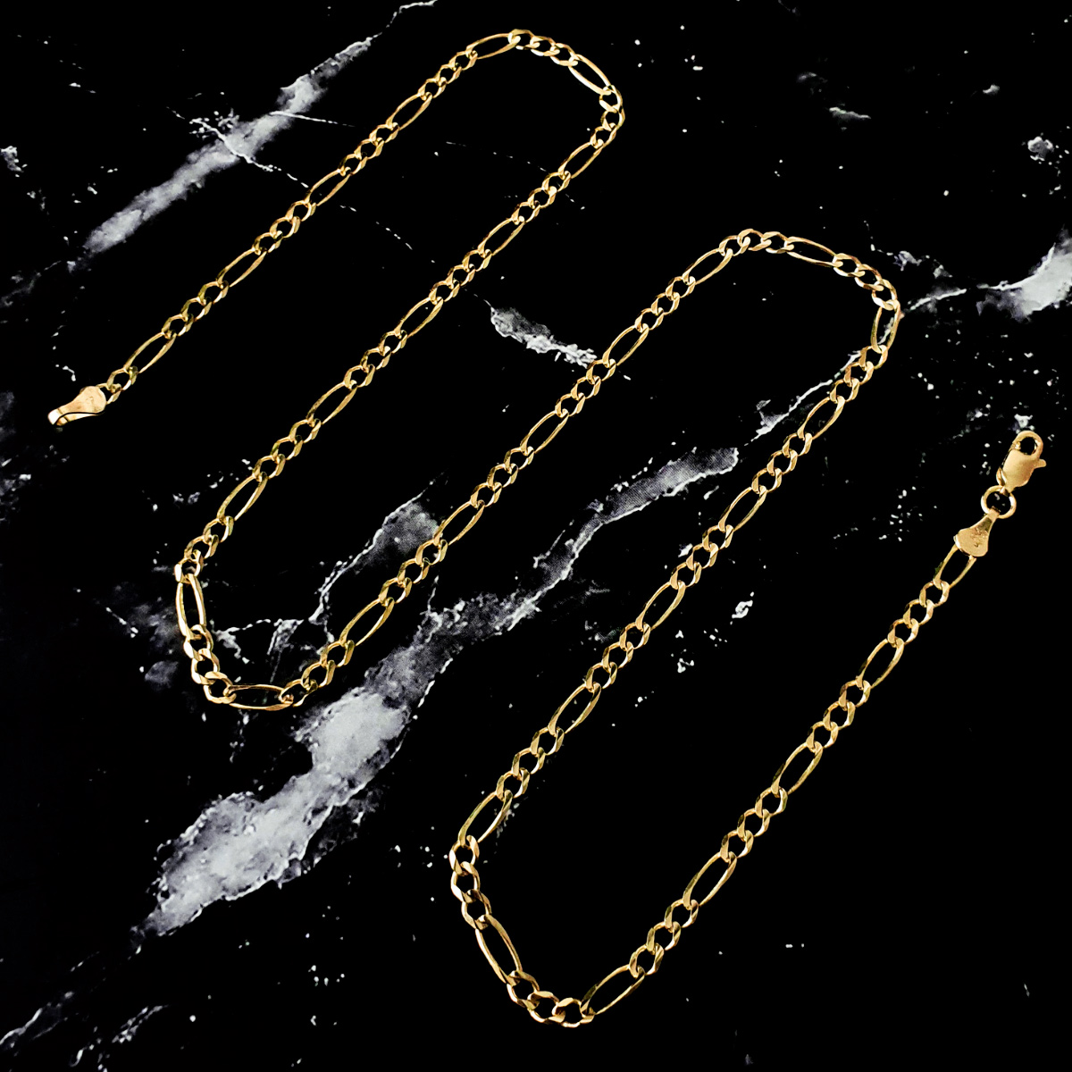 Cadena de oro 10k hombre, figaro, sólida. Incluye certificado y caja de regalo