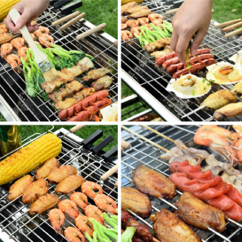 Asador pequeño CHIC-FANTASY tipo maletin Parrilla para barbacoa, parrilla para jardín y exteriores de acero inoxidable de carbón. Plegable tipo maletín