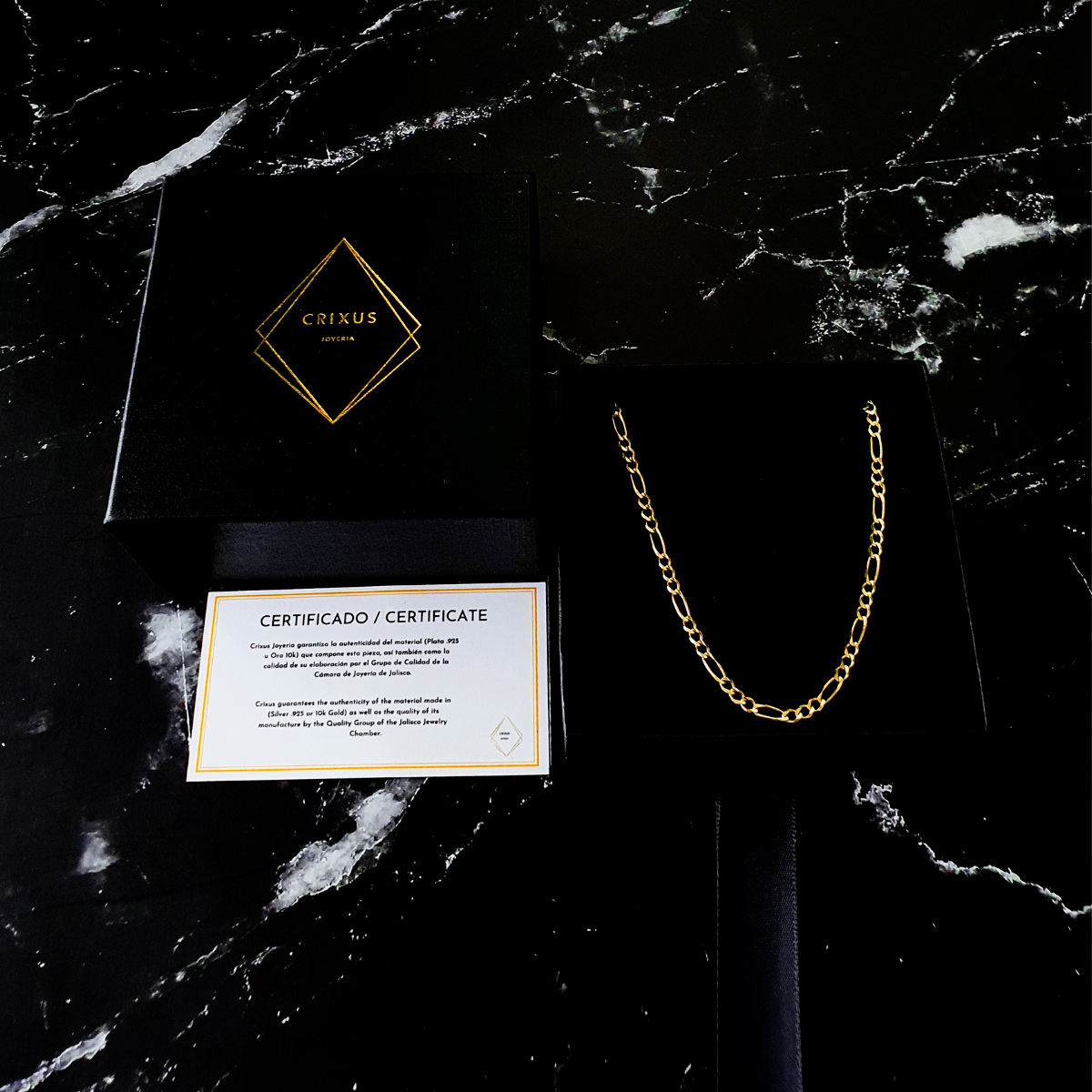 Cadena de oro 10k hombre, figaro, sólida. Incluye certificado y caja de regalo