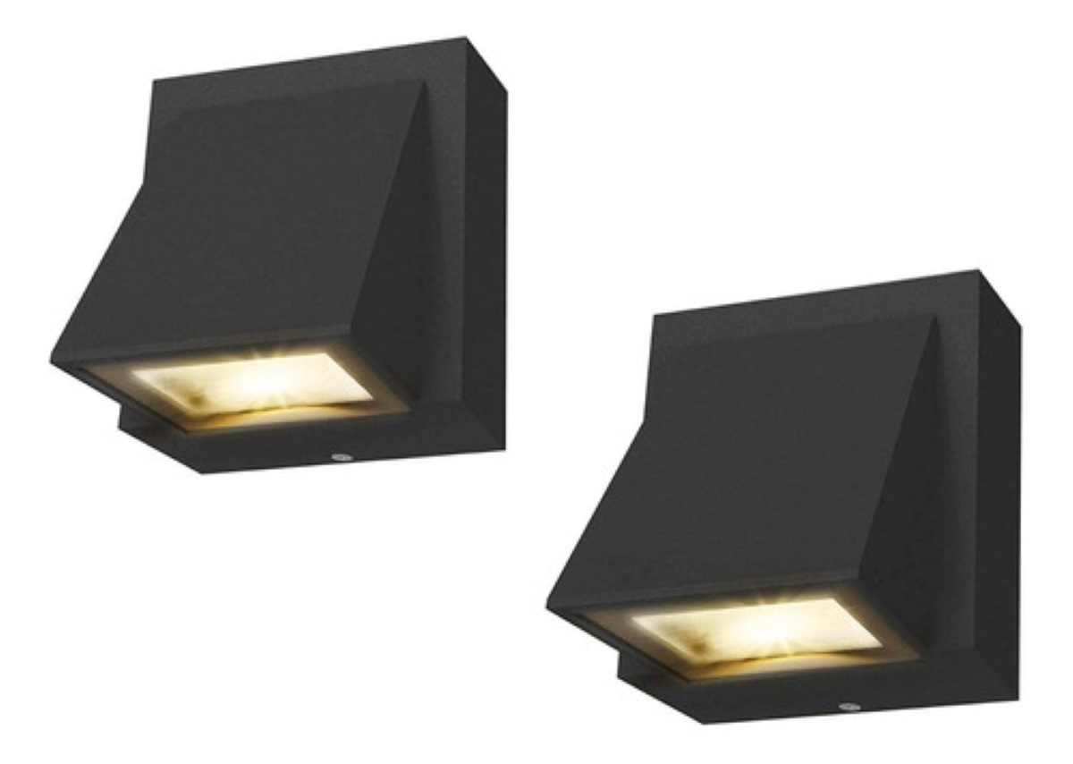 2 Lámpara De Pared Exterior 6w Led Ip66 Impermeable Negras