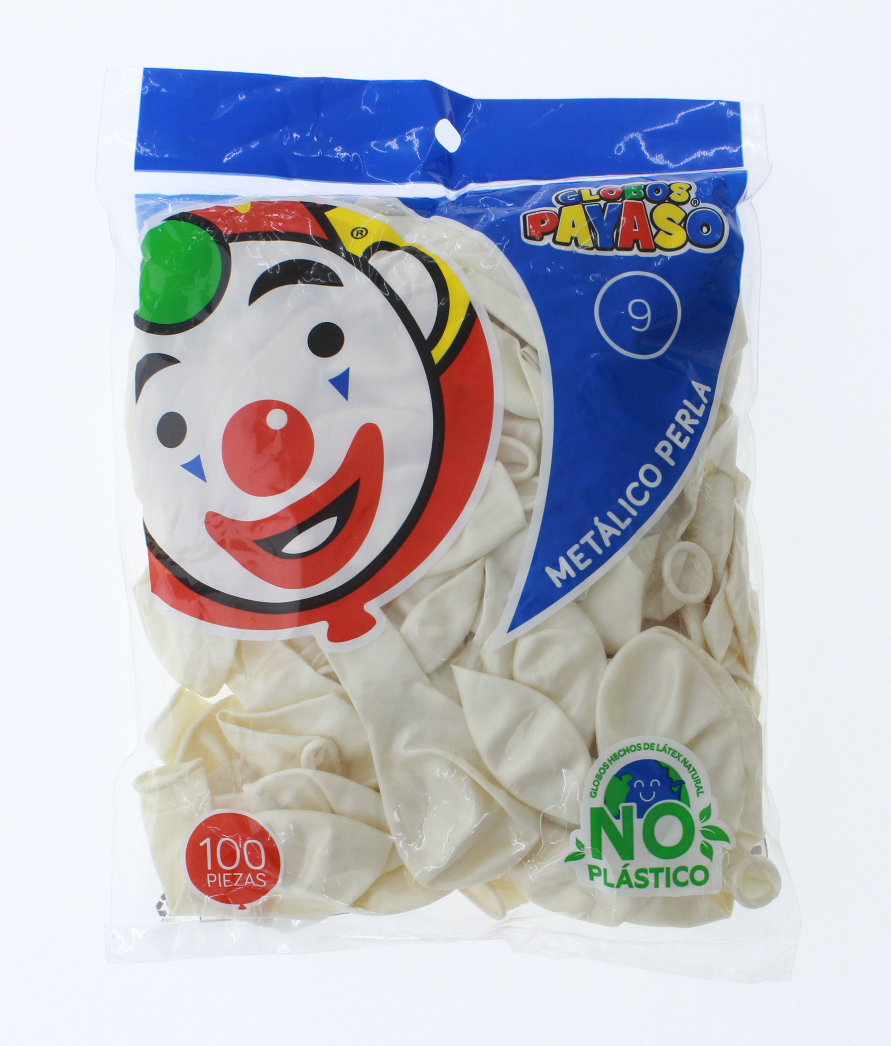 Globos Payaso Bolsa de 100 Pz Metalico Color Blanco
