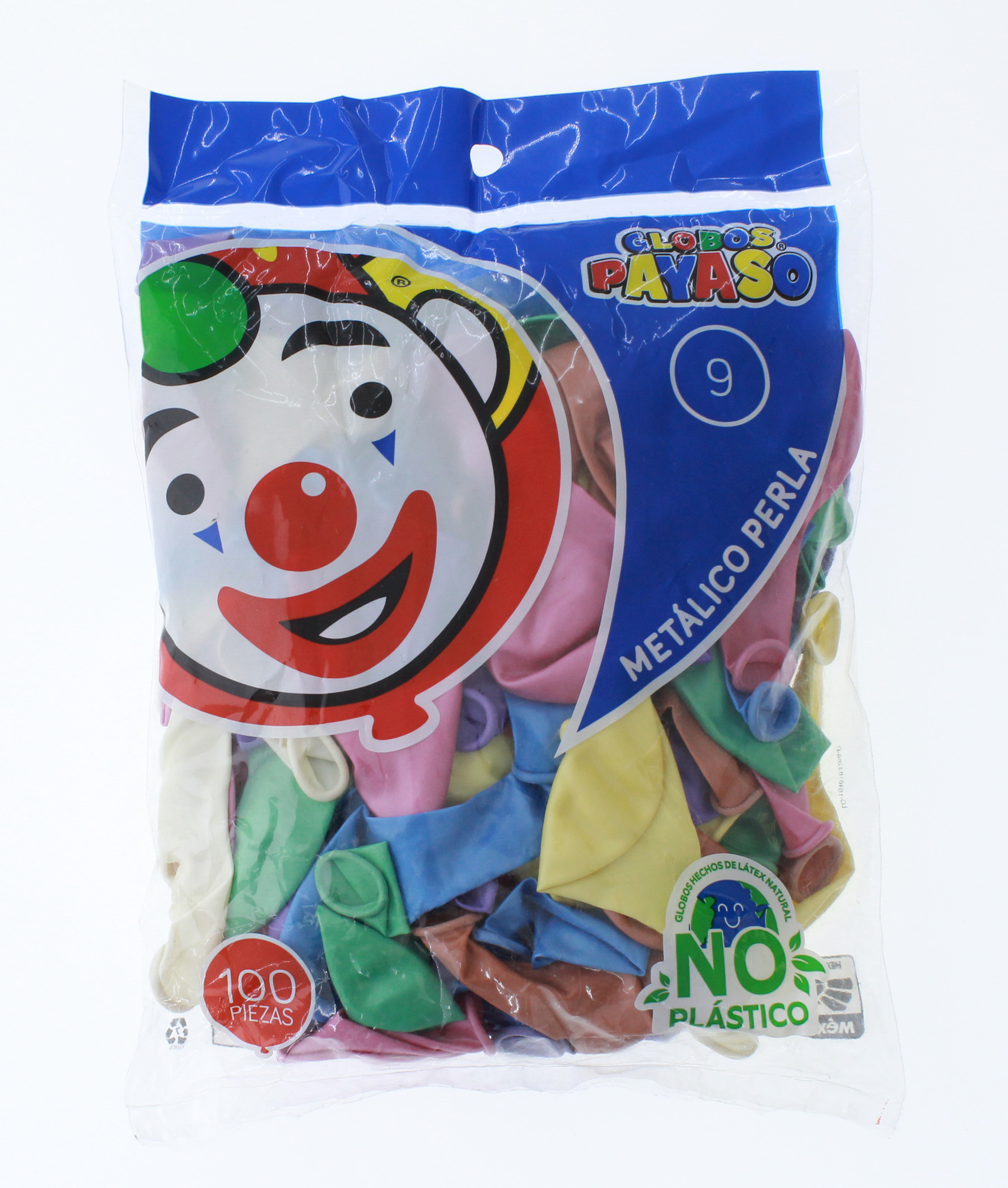 Globos Payaso Bolsa de 100 Pz Metalico Color Surtido