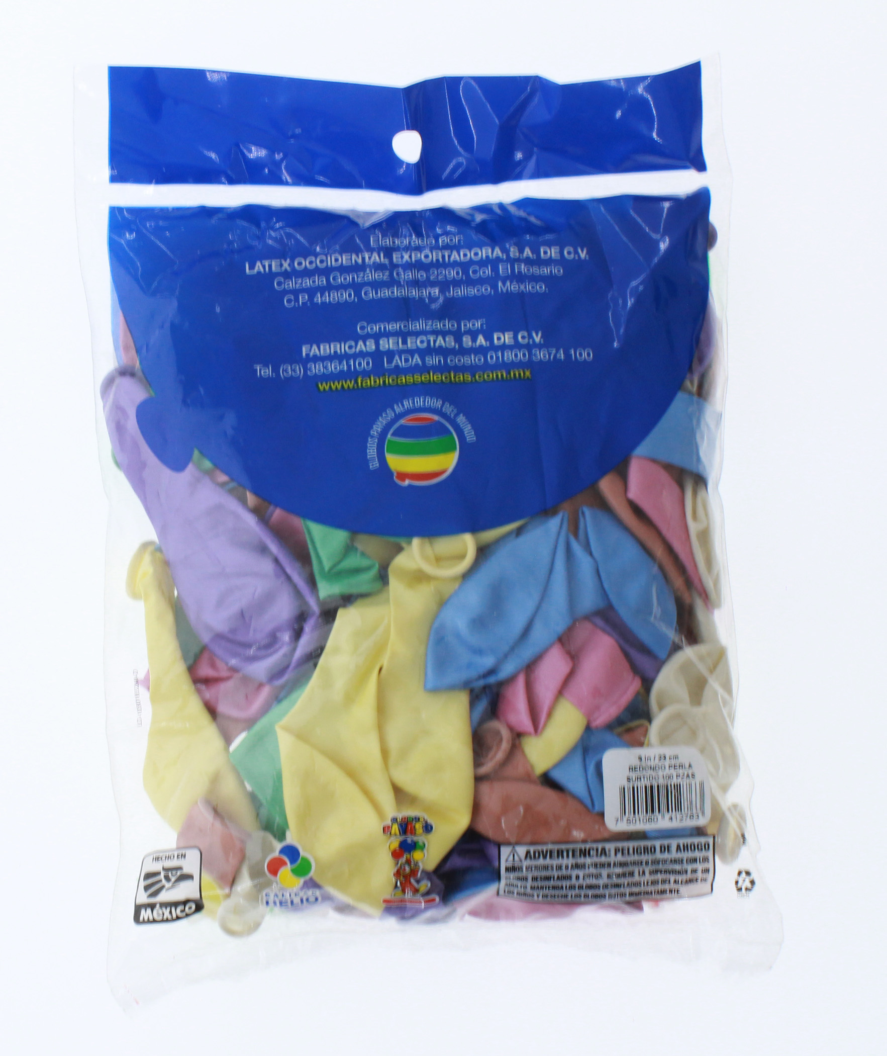 Globos Payaso Bolsa de 100 Pz Metalico Color Surtido