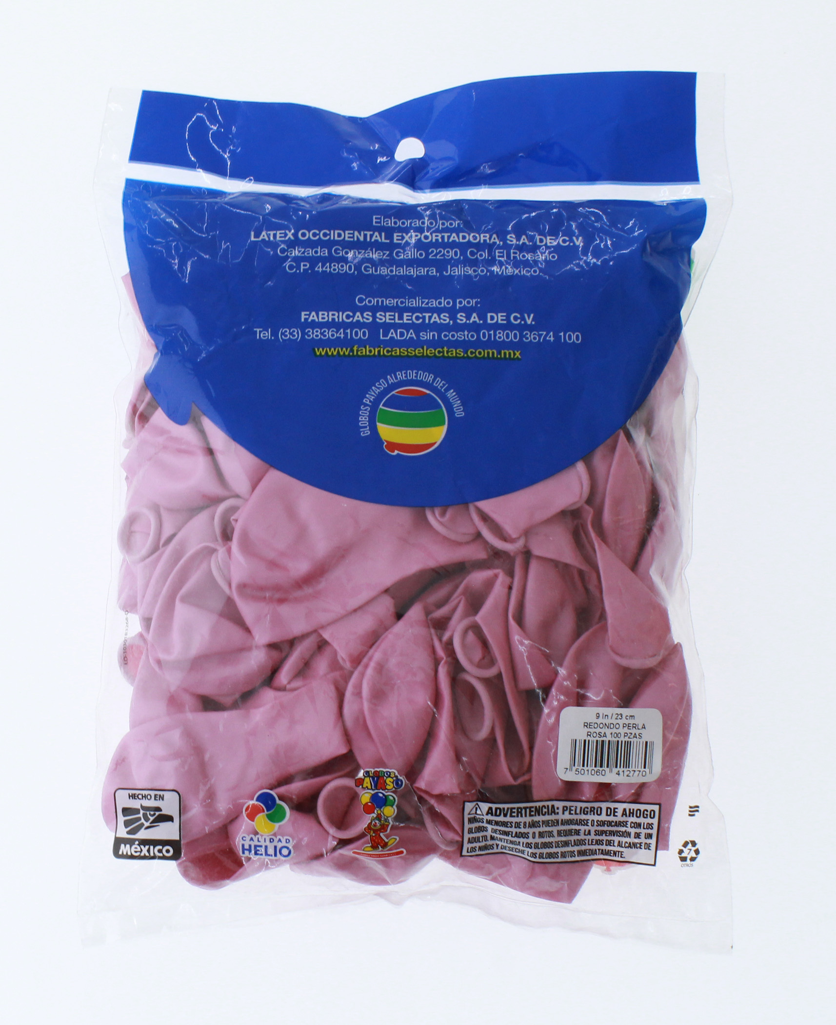 Globos Payaso Bolsa de 100 Pz Metalico Color Rosa