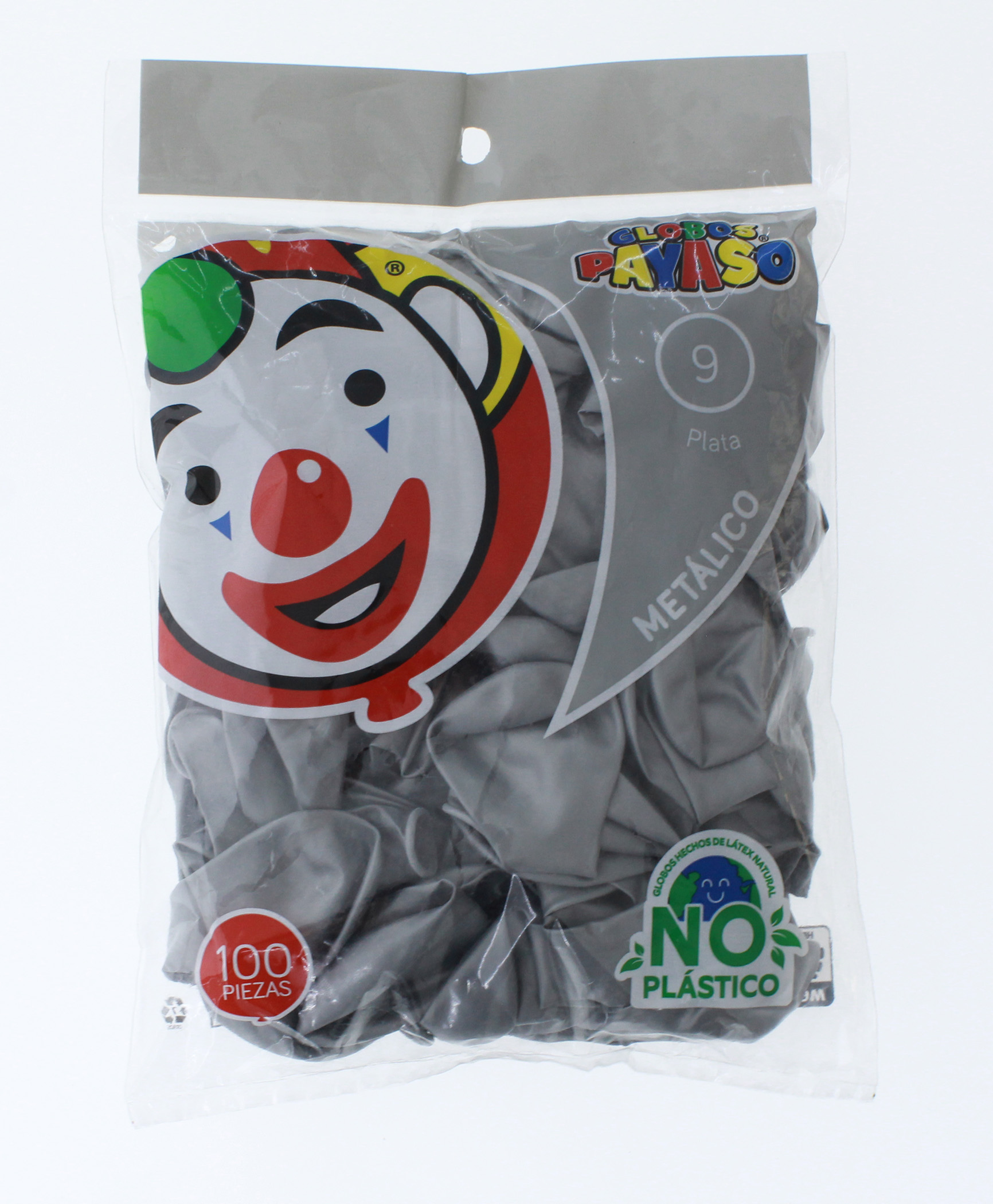 Globos Payaso Bolsa de 100 Pz Metalico Color Plata