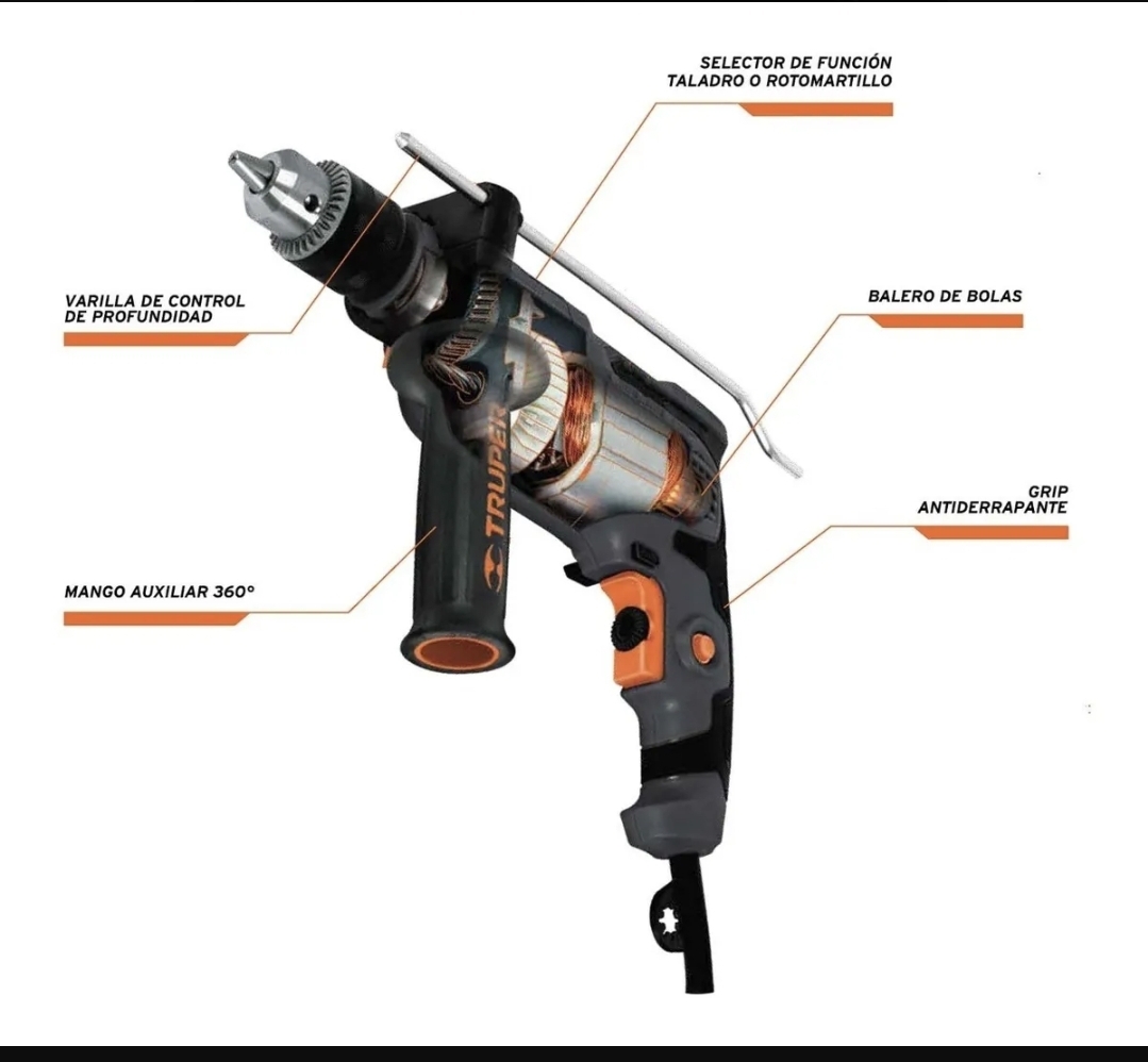 rotomartillo truper industrial de 1/2 800 watts