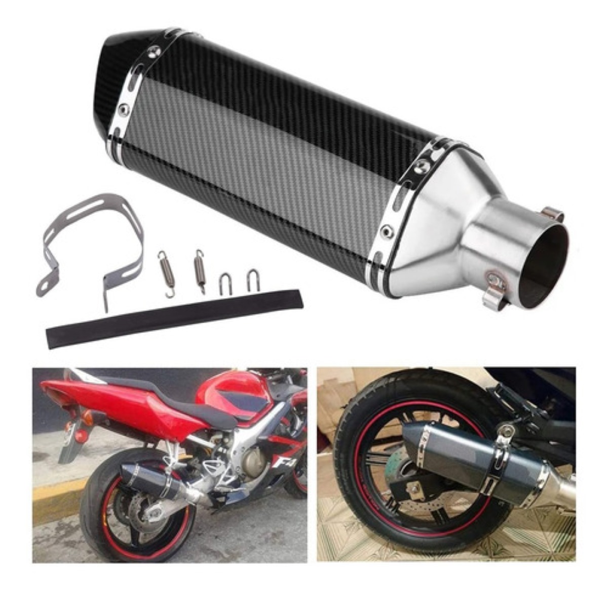 Tubo De Escape De Doble Uso Deportivo Y Universal Negro