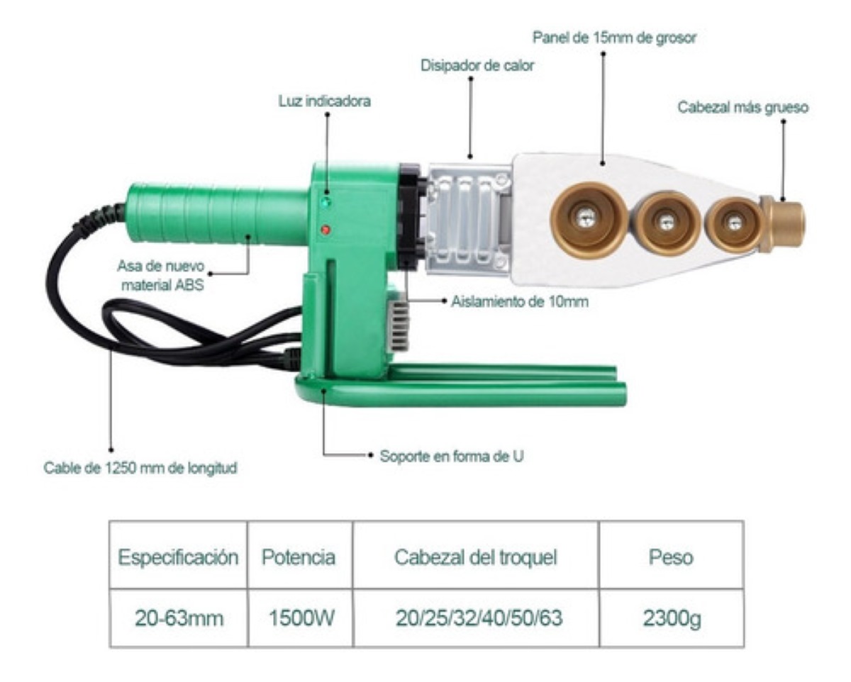 Termofusora Kit Incluye 6 Dados 20mm A 63mm