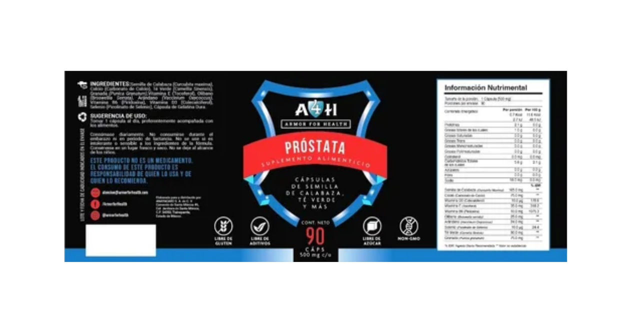 90 Cápsulas Suplemento Para Próstata A4h D3 Selenio Arándano