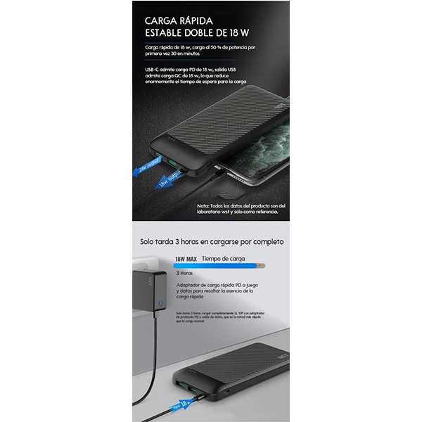 Power Bank Batería Portátil 20000mah Carga Rápida