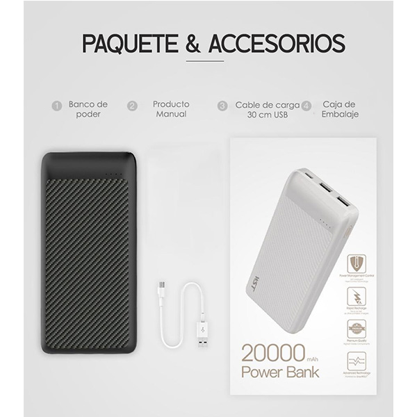 Power Bank Batería Portátil 20000mah Carga Rápida
