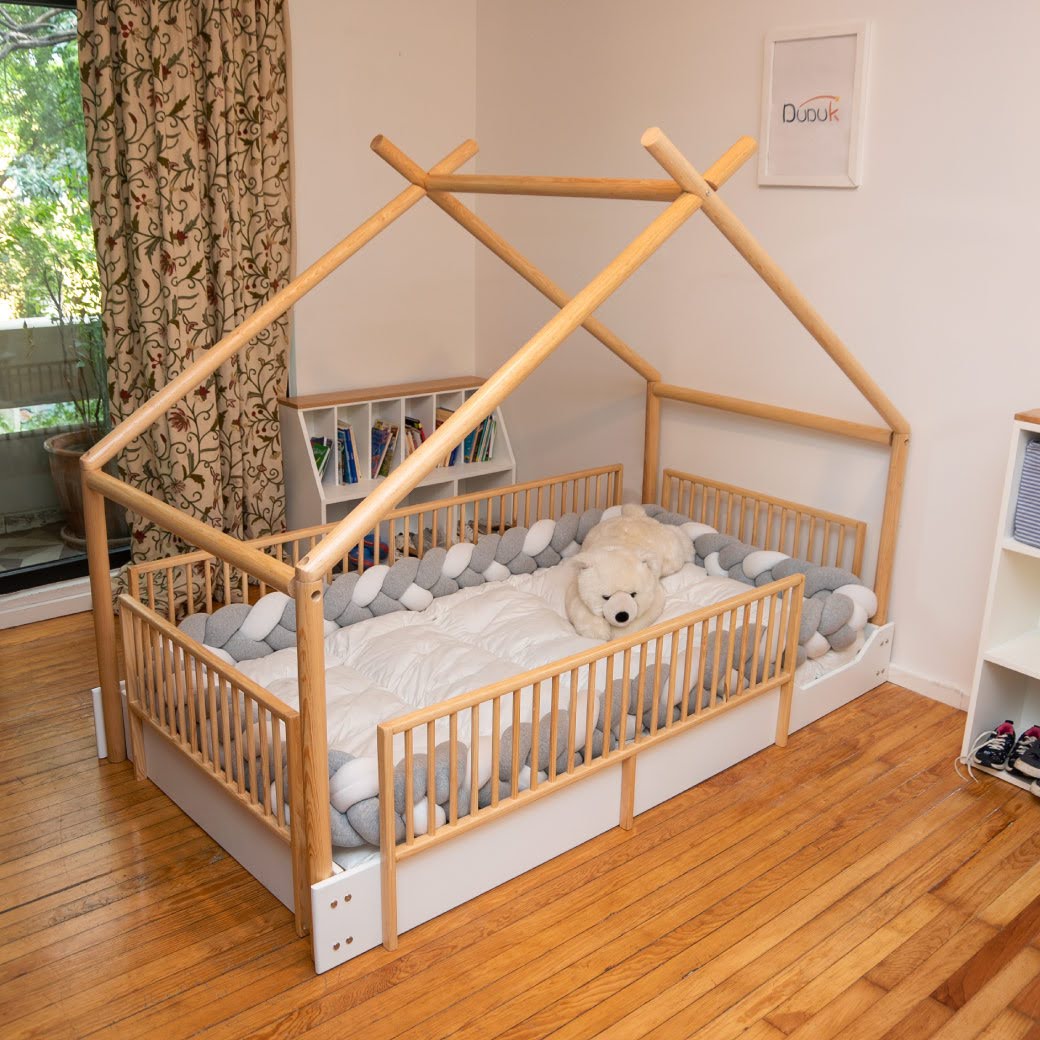  Cama Chalet Montessori Individual con barandales removibles DUDUK