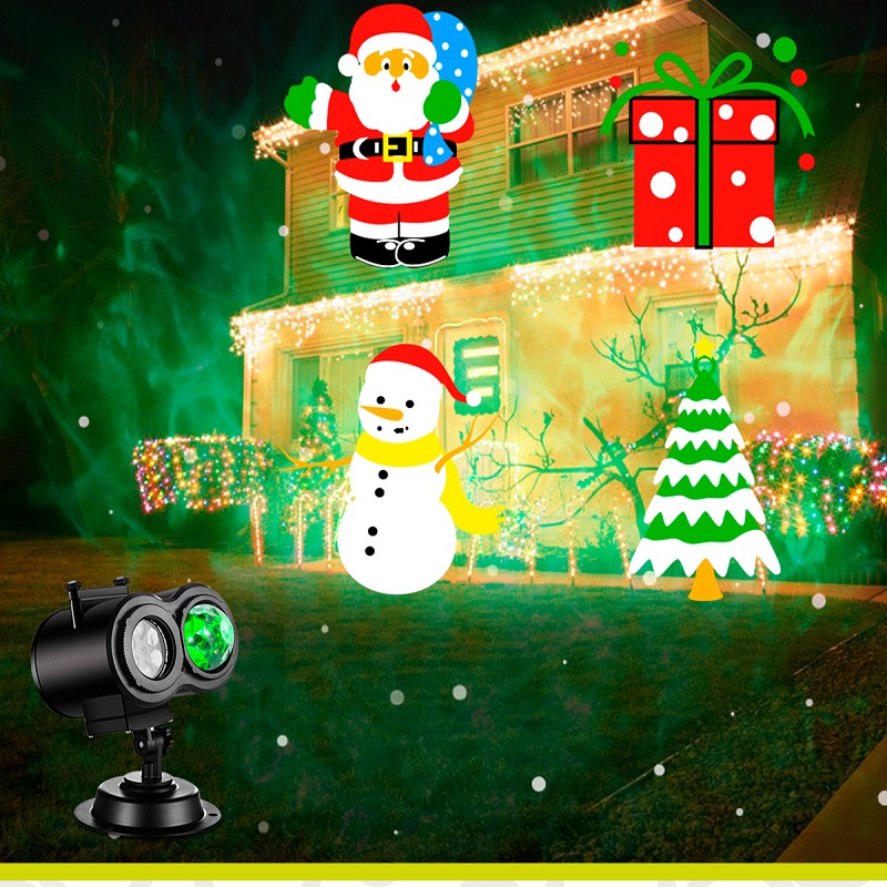 Proyector reflector Dual luces de Navidad Halloween toda ocasión Decoración exteriores 16 tarjetas + 10 efectos agua Artego 