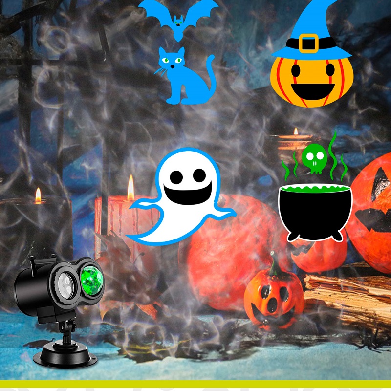 Proyector reflector Dual luces de Navidad Halloween toda ocasión Decoración exteriores 16 tarjetas + 10 efectos agua Artego 