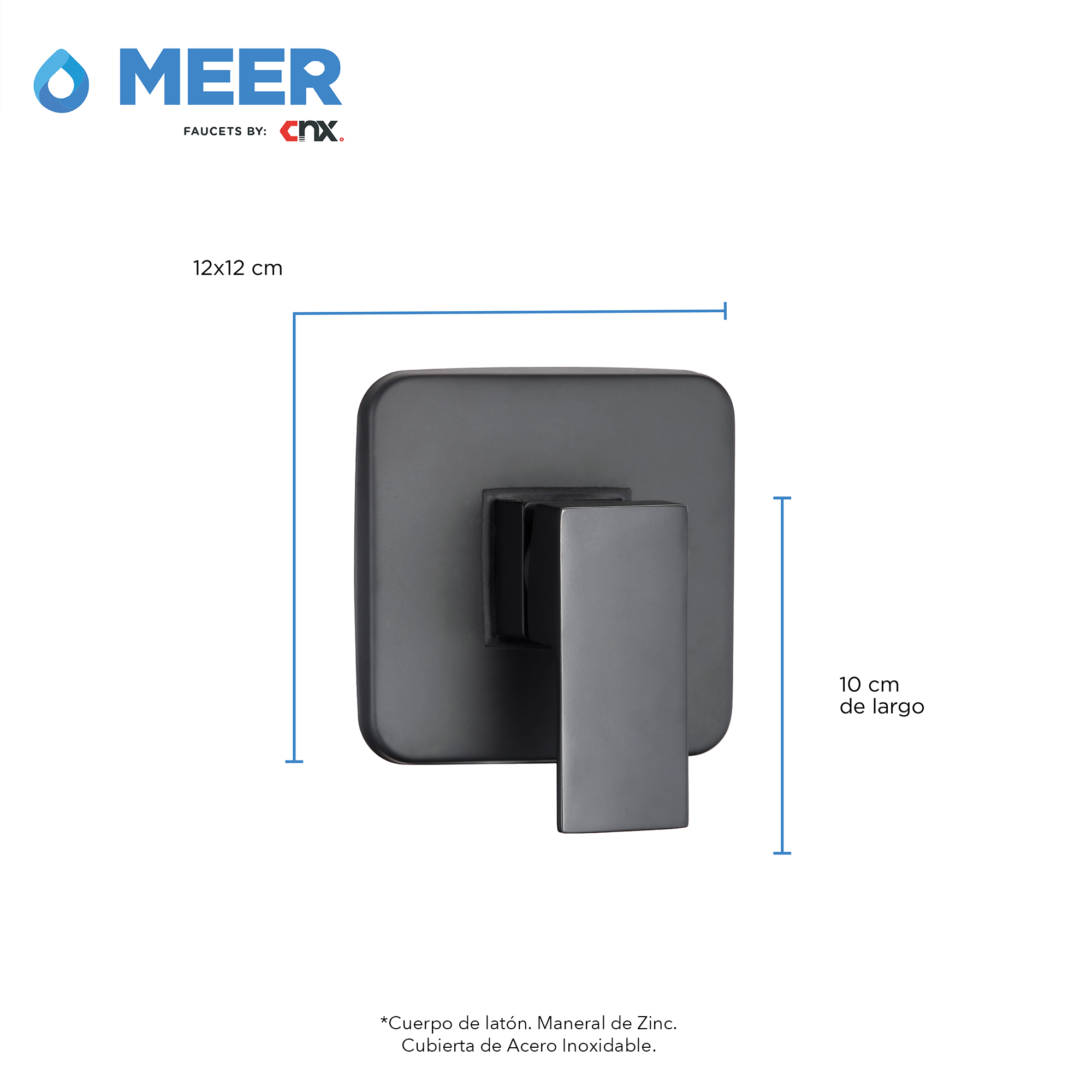 Mezcladora Monomando para Regadera acabado Negro Mate (llave de agua para regadera)