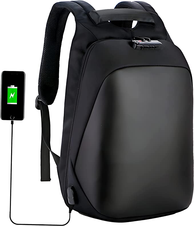 Mochila antirrobo de 17L, frente liso impermeable con Puerto USB