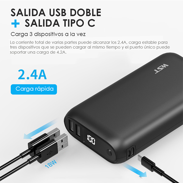 Power Bank Batería Portátil 20000mah Pantalla Led Pila