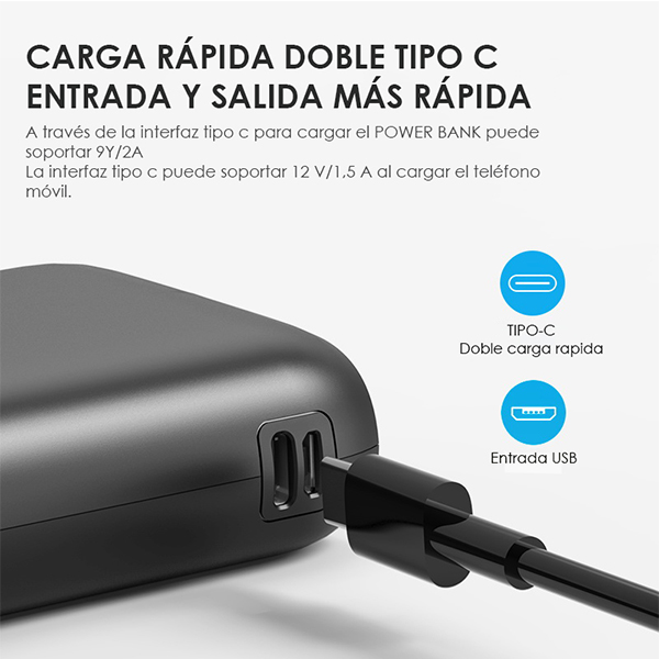 Power Bank Batería Portátil 20000mah Pantalla Led Pila