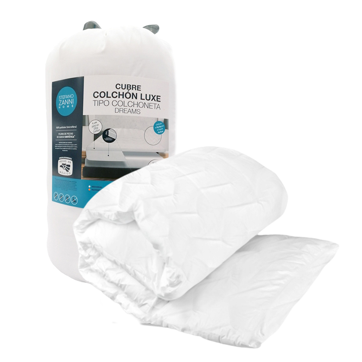 Cubre Colchón Tipo Colchoneta Stefano Zanni |100% Algodón con Extra Relleno 7 cm de Microfibras Recubiertas de Gel | Queen Size