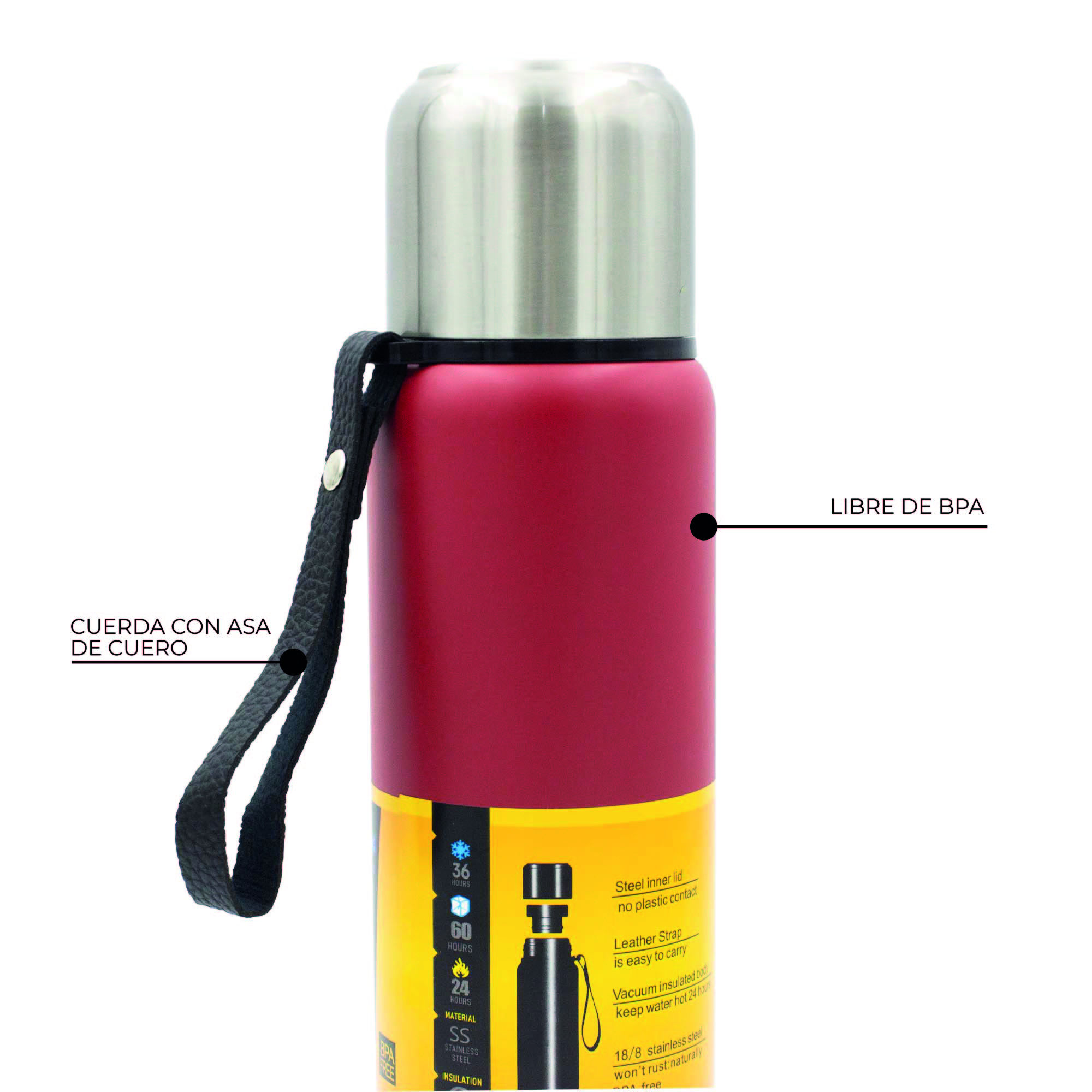 Termo Deportivo de Acero Inoxidable Acabado Metálico 1lt