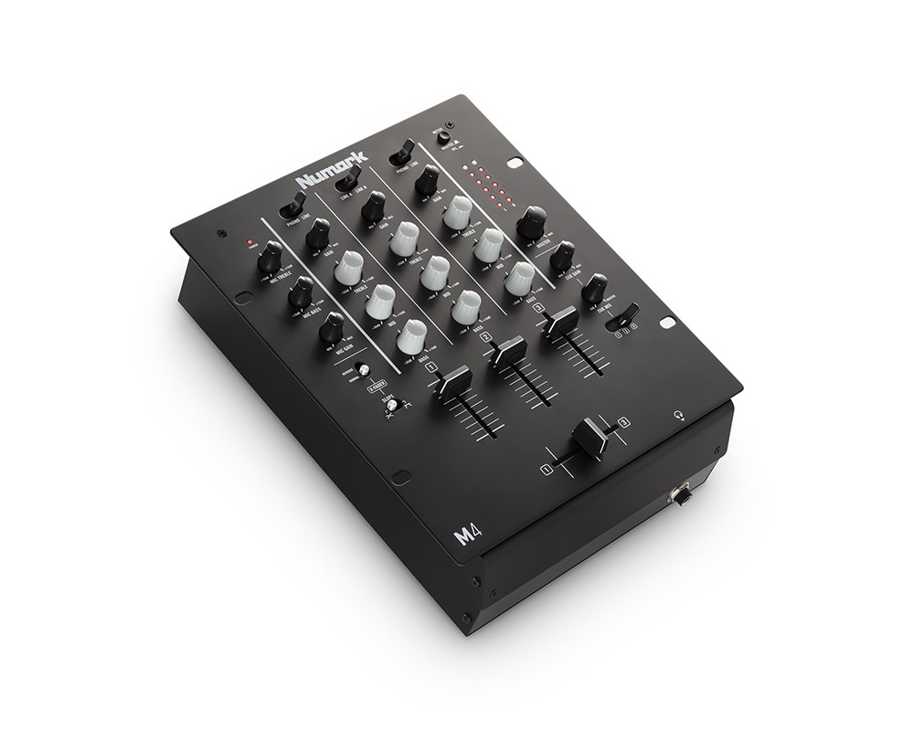 Mezclador de DJ Numark M4 de 3 canales para scratch, instalable en rack, con EQ 3 bandas, entrada de micro y crossfader