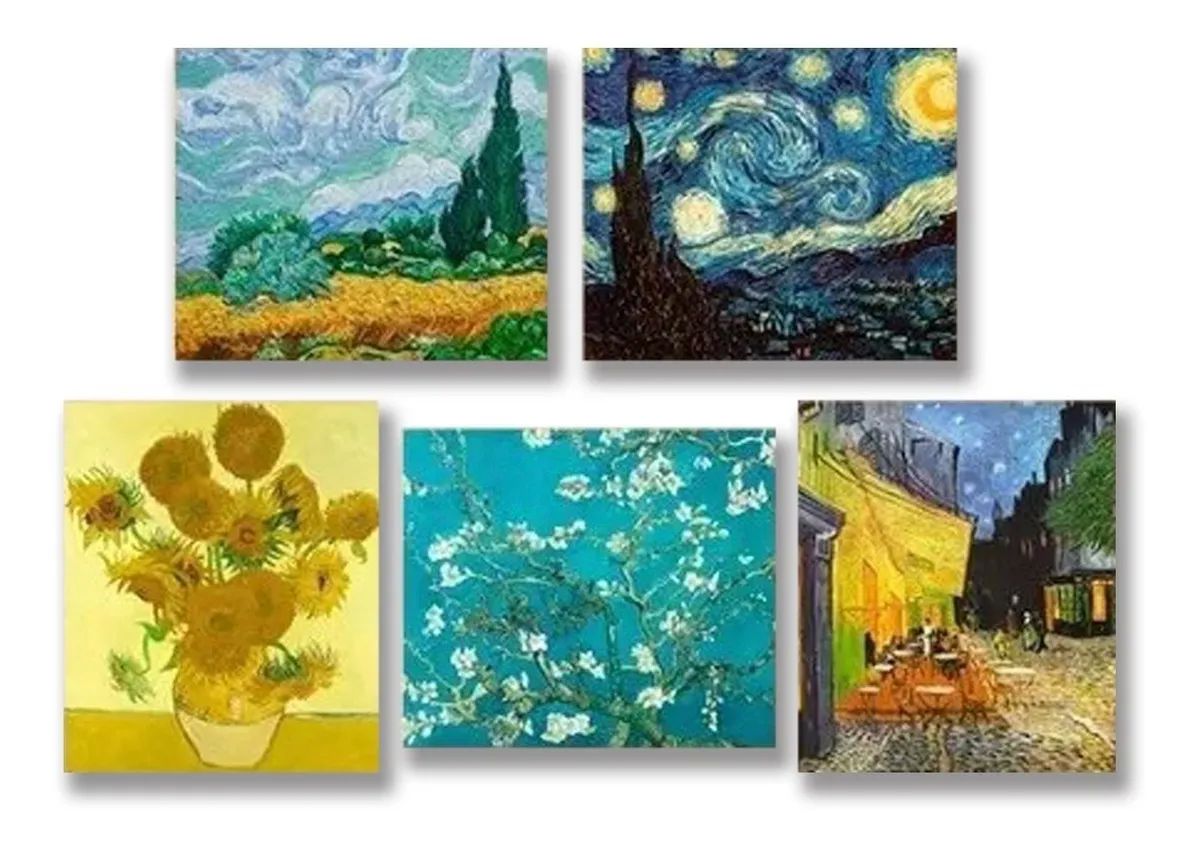 Set 5 Cuadros Van Gogh En Lienzo Canvas Con Bastidor