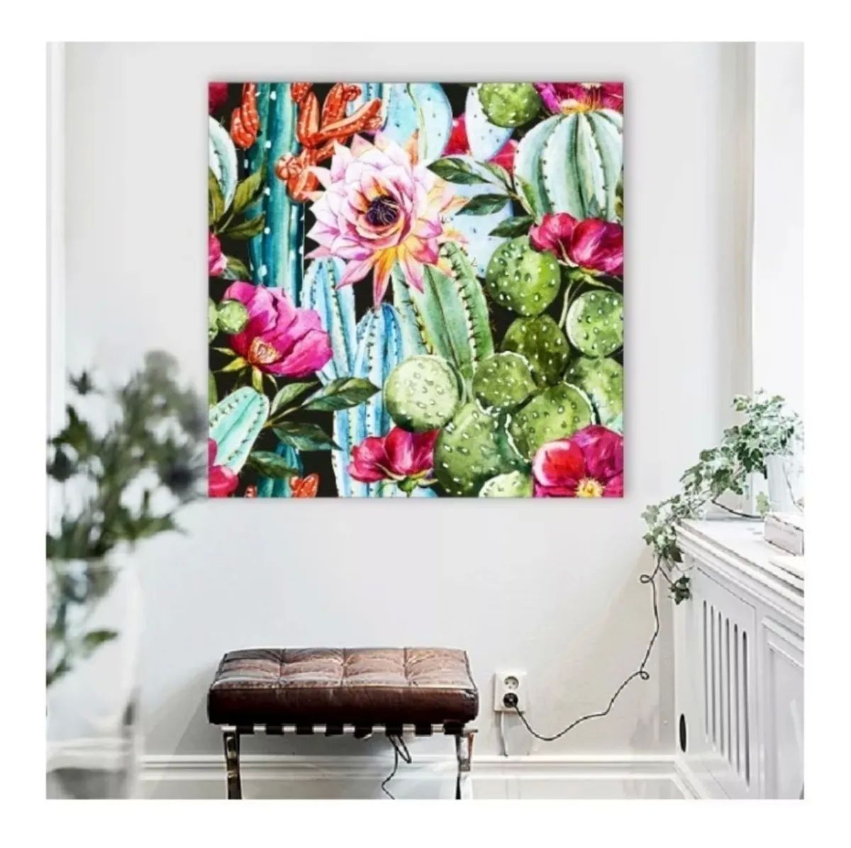 Cuadro Cactus y  Flores Mexicanas