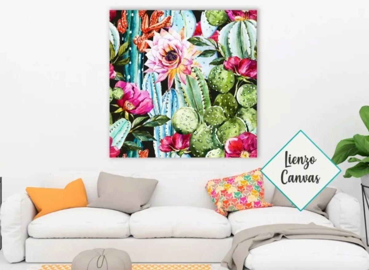 Cuadro Cactus y  Flores Mexicanas
