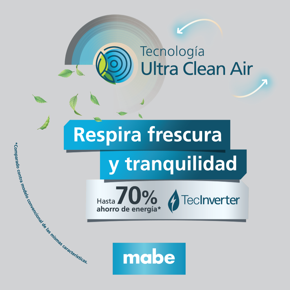 Minisplit Inverter Frío/Calor 110 V 12,000 BTU´s Espejo Mabe - MMI12HAMCAM9