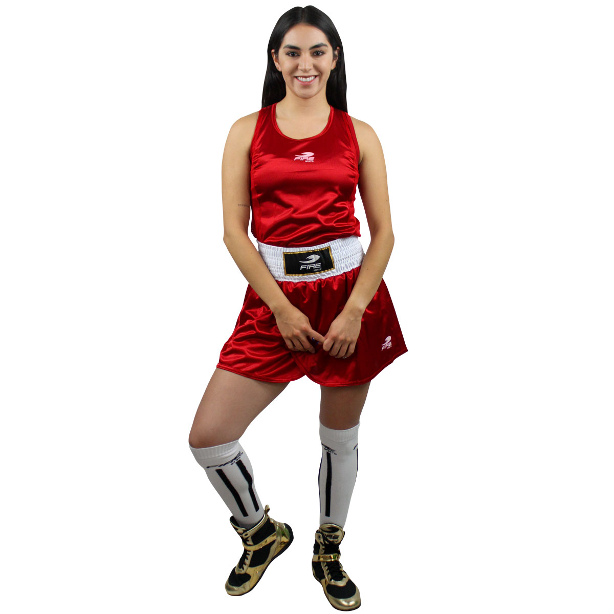Uniforme de Box Femenil Fire Sports Playera/Falda Rojo
