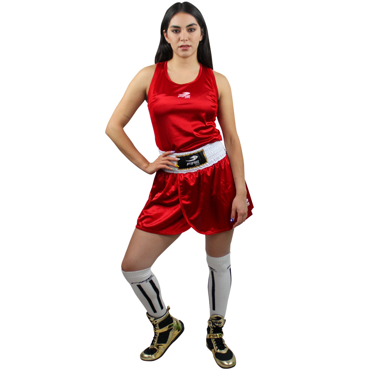 Uniforme de Box Femenil Fire Sports Playera/Falda Rojo