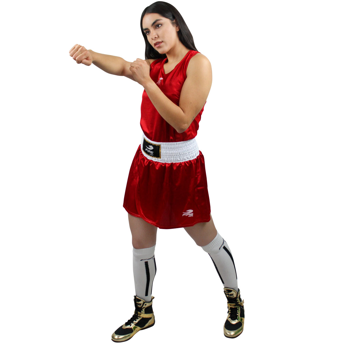 Uniforme de Box Femenil Fire Sports Playera/Falda Rojo