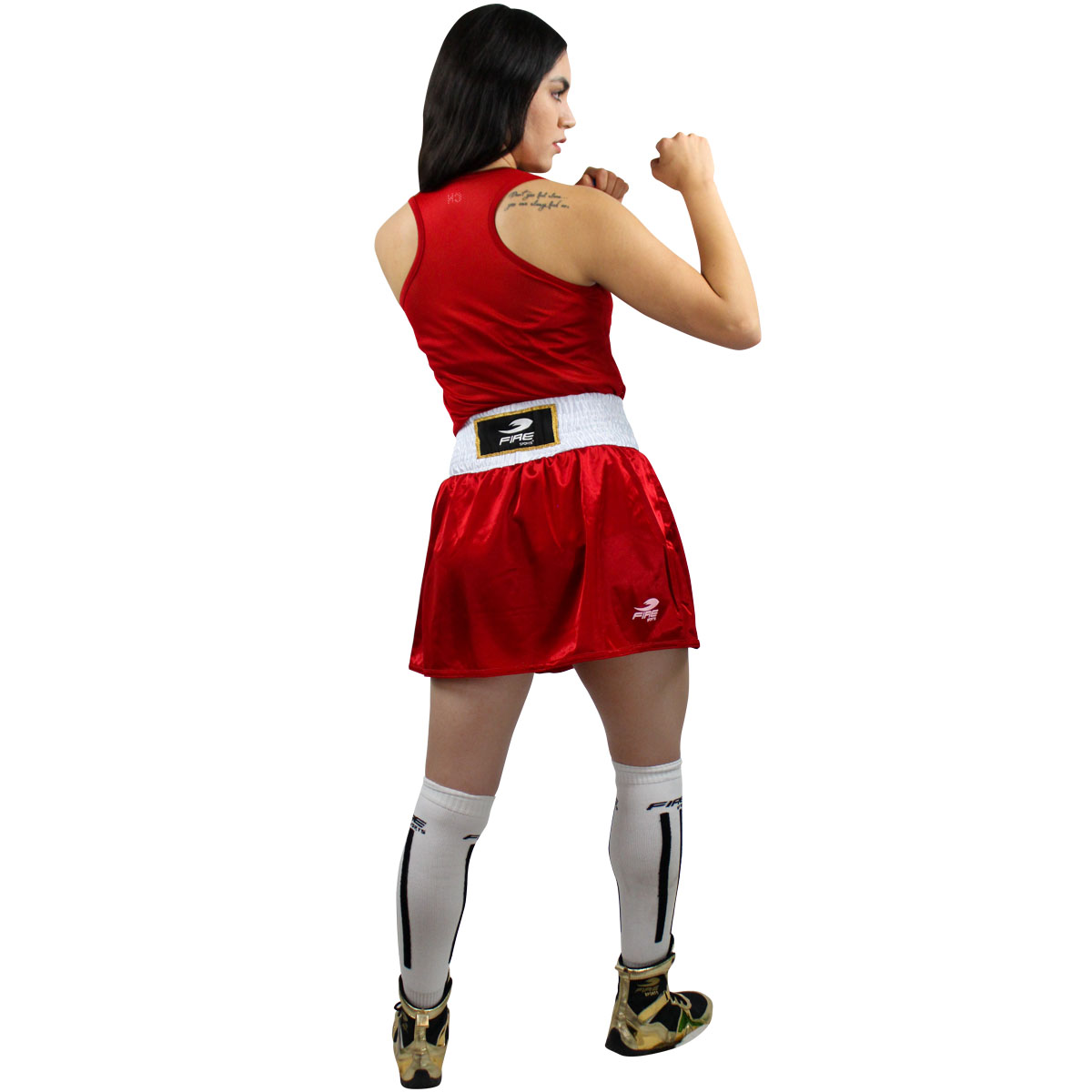 Uniforme de Box Femenil Fire Sports Playera/Falda Rojo