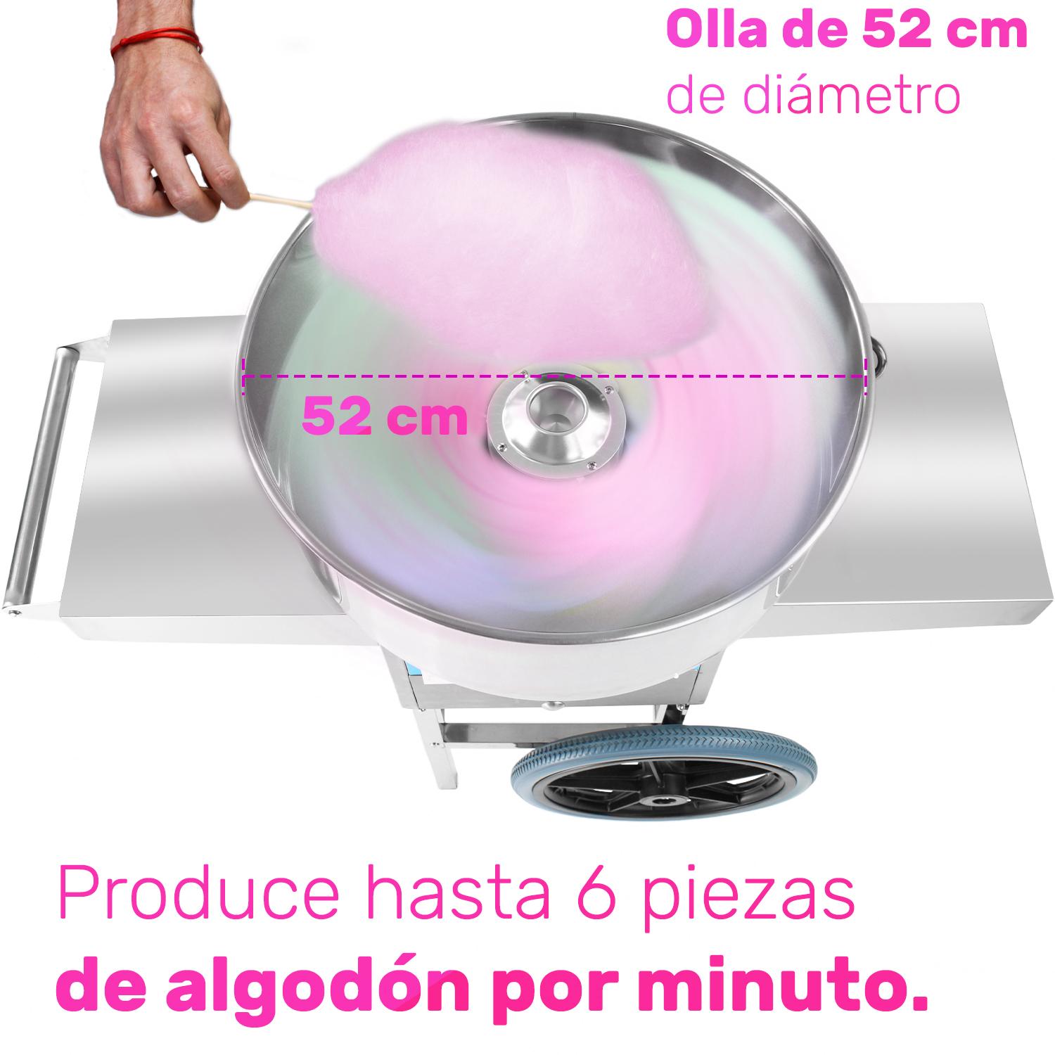 Maquina Para Algodón De Azucar Comercial Ruedas 110v Algodonera Dulces