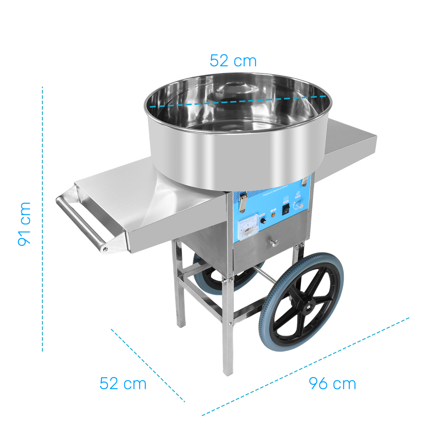 Maquina Para Algodón De Azucar Comercial Ruedas 110v Algodonera Dulces