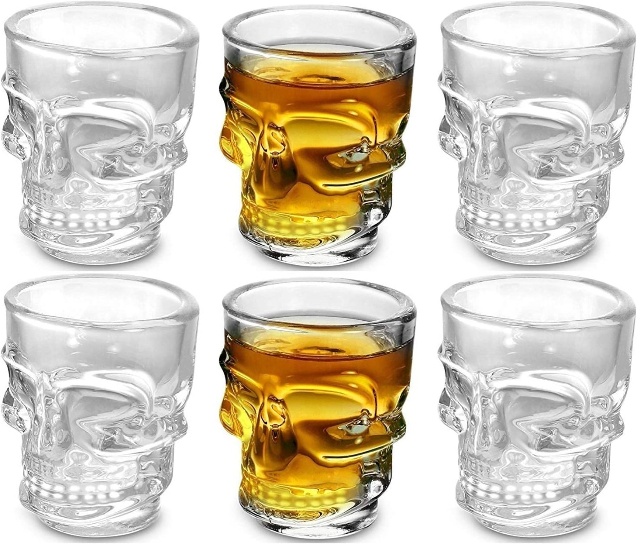 Set De 6 Vasos Para Shot De Vidrio Diseño Calavera Bebidas