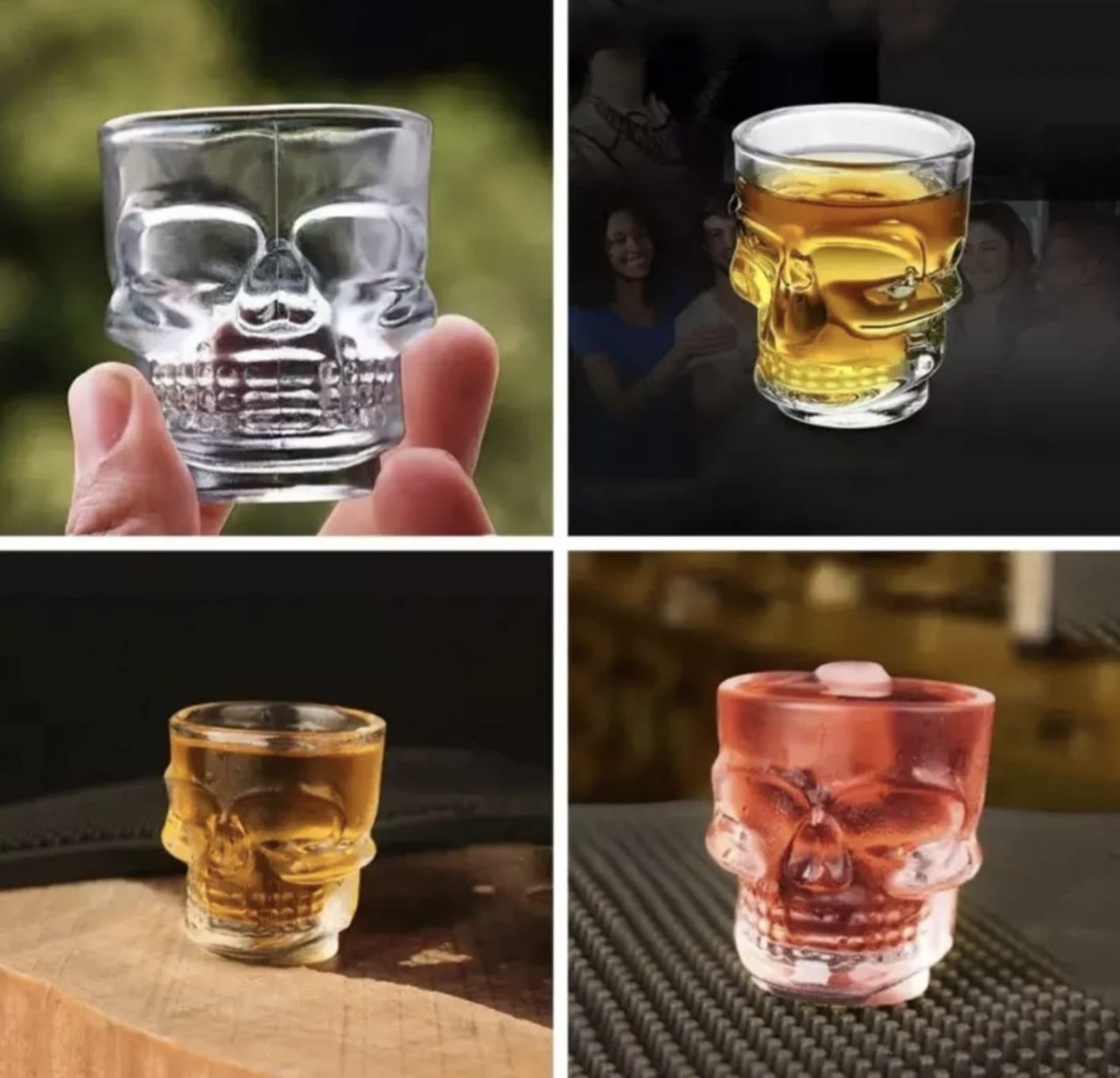 Set De 6 Vasos Para Shot De Vidrio Diseño Calavera Bebidas