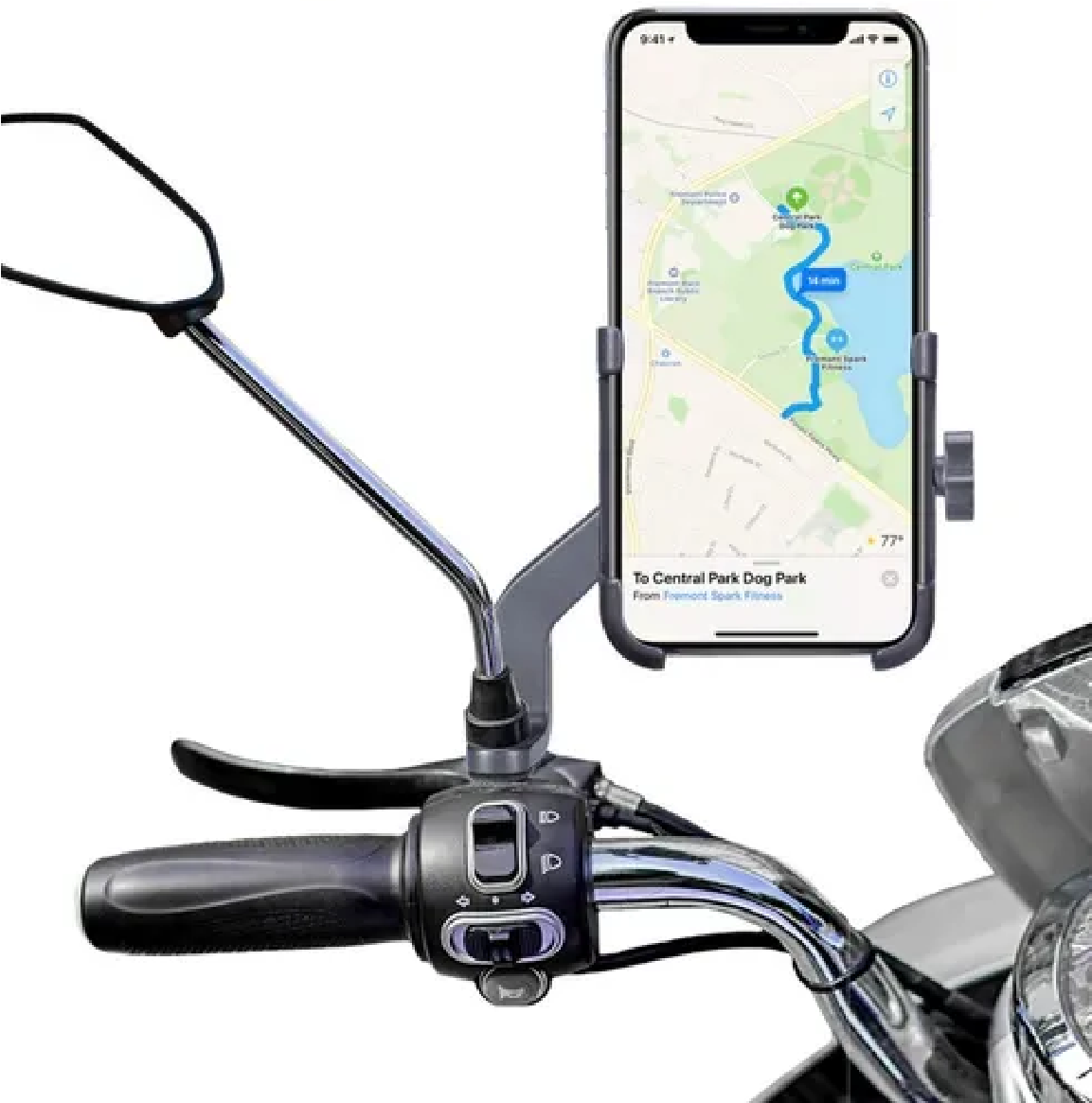 Soporte Telefono Moto Retrovisor Negro