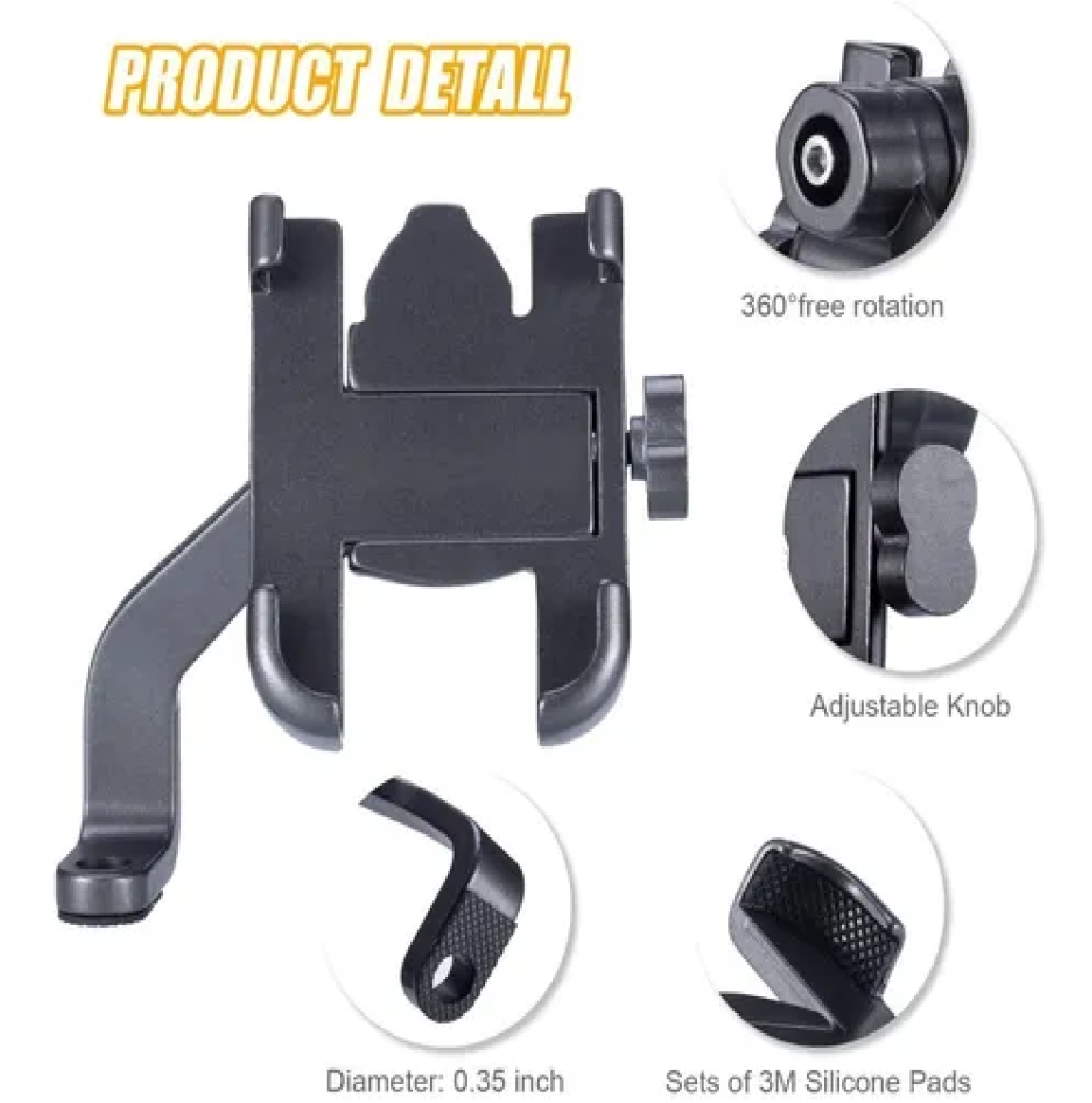 Soporte Telefono Moto Retrovisor Negro