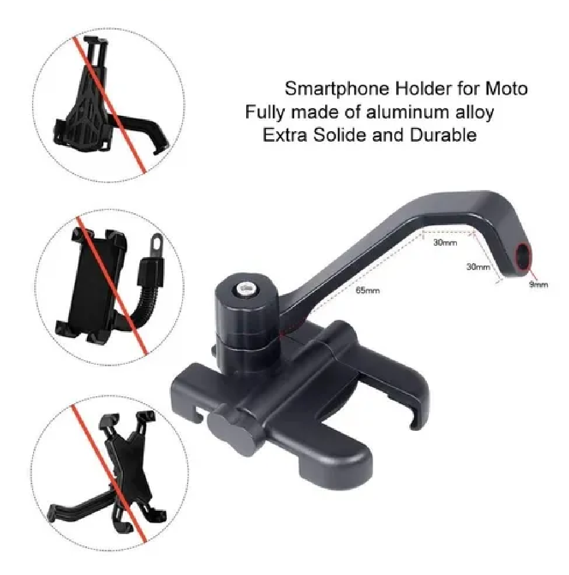 Soporte Telefono Moto Retrovisor Negro