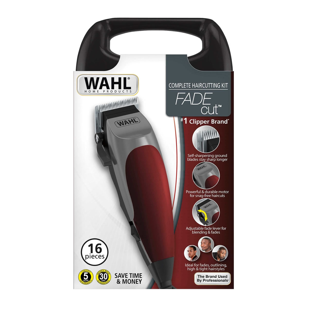 Kit Completo De Corte De Pelo Wahl Fade Cut 9656 De 16 Piezas - Rojo
