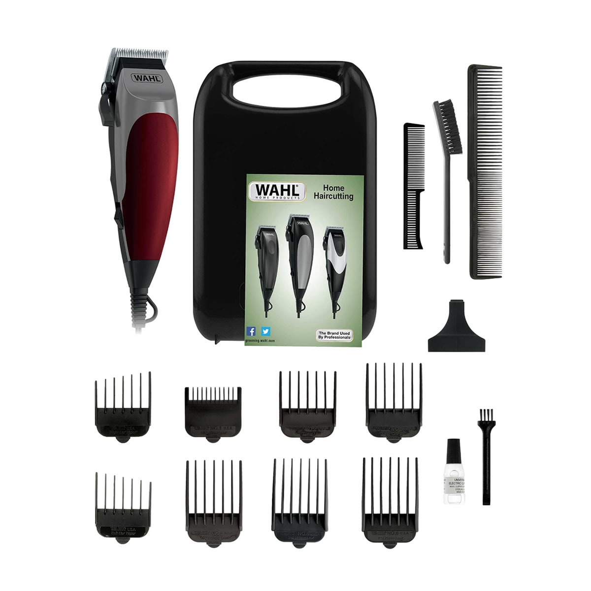 Kit Completo De Corte De Pelo Wahl Fade Cut 9656 De 16 Piezas - Rojo